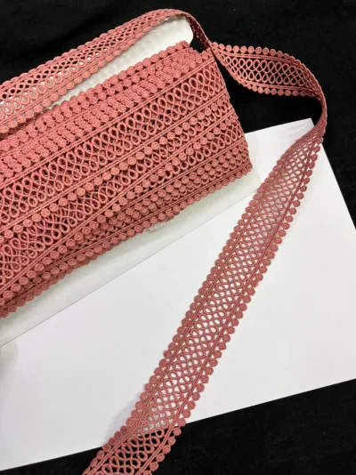 Cutwork Cotton Hakoba Imported Lace - Dusty Rose